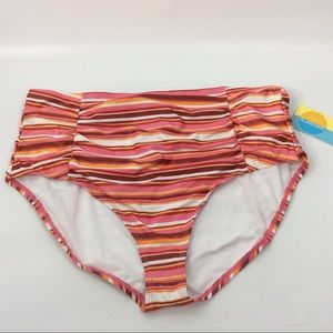 Island Rays 3X Swimsuit Bottoms Multicolored Stripe High Waist High Cut Leg
